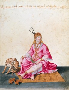 犬を連れたトルコ人女性、ヤコポ・リゴッツィ（1547-1627）の絵 作： Jacopo Ligozzi