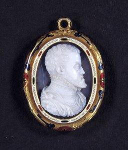 スペイン王フィリップ2世(1527-1598)の肖像。カルドニのメダイヨン 作： Jacopo Nizzola da Trezzo