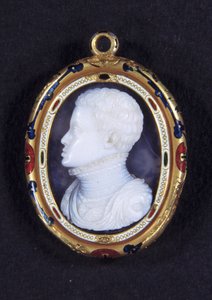 スペインのドン・カルロス王子（1545-1568）の肖像。カルセドニー・メダリオン 作： Jacopo Nizzola da Trezzo