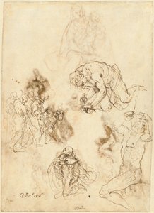 盲人を癒すキリスト、聖フィリップ・ベニッツィ、聖セバスティアヌスの研究 作： Jacopo Palma il Giovane