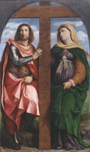 十字架の高揚。聖人コンスタンティヌス大帝とヘレナ、1520-1522年。 作： Jacopo Palma il Vecchio the Elder