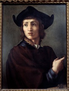 宝石商の肖像。ヤコポ（イアコポ）・カルッチ・ディット・イル・ポントルモ（ポントルモ）（1494-1556）の絵画 作： Jacopo Pontormo