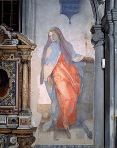 アニュケーション、聖母の詳細、1527年頃（フレスコ画 作： Jacopo Pontormo