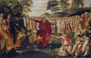 岩を打つモーゼ 1555-70年頃 油彩・カンヴァス 作： Jacopo Robusti (workshop of) Tintoretto