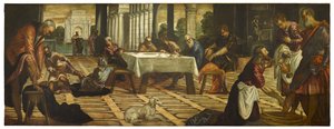 弟子の足を洗うキリストc。 1545-55 作： Jacopo Robusti Tintoretto