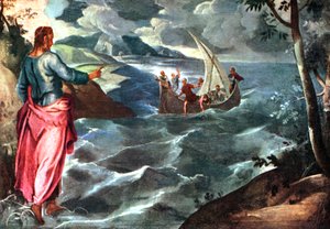 ガリラヤ湖のキリスト、c1575-1580、1925。 作： Jacopo Robusti Tintoretto