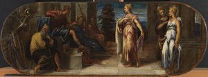 エスターとアハスエロスまたはソロモンとシバの女王、1545年 作： Jacopo Robusti Tintoretto