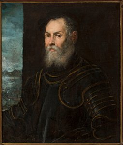ヴェネツィアのある提督の肖像」ティントレット、ヤコポ（1518-1594）作。16世紀後半、キャンバスに油彩。サイズ：81x68 cm。ワルシャワMuzeum Narodowe 作： Jacopo Robusti Tintoretto