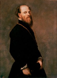 JacopoRobustiによるゴールドチェーン絵画の紳士の肖像ディットティントレット 作： Jacopo Robusti Tintoretto
