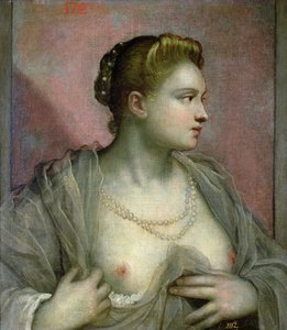 胸を露出する女性の肖像、c.1570
