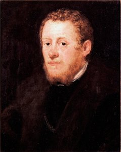 赤い髪の男性の肖像 絵画 ヤコポ・ロブスティ・ディット・ティントレット（ティントレット家）(1518-1594) 16世紀 おぼろげ。52x43 cm フィレンツェ、ウフィツィ美術館 (オフィス) 作： Jacopo Robusti Tintoretto