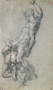 ペリシテ人を殺すサムソン（紙に木炭） 作： Jacopo Robusti Tintoretto