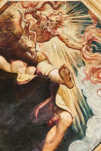 木星によって焼かれたセメレ、1541年頃（キャンバスに油彩）（3664213も参照） 作： Jacopo Robusti Tintoretto
