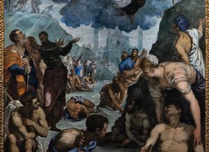 聖アウグスティヌスは足の不自由な人を癒す、詳細 作： Jacopo Robusti Tintoretto