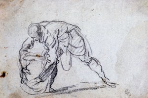 曲がった男性像の習作 作： Jacopo Robusti Tintoretto