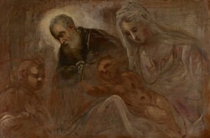 若い聖ヨハネとバプテストの聖家族、1547年 作： Jacopo Robusti Tintoretto