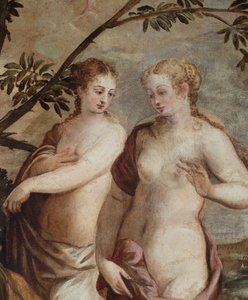 パリの審判詳細。 作： Jacopo Robusti Tintoretto