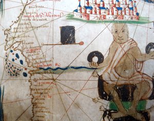 ジャコポルッソ（後）、1528年のヨーロッパのルネッサンスマップからアフリカの支配者を示す詳細