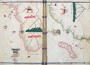 Ms Ital 550.0.3.15 fol.4v-5r「Carte Geografiche」からのアフリカと喜望峰の地図