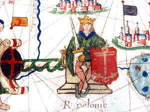 ヨーロッパのルネサンスマップからのポーランド王の詳細、ヤコポルッソ（後）、1528 作： Jacopo Russo