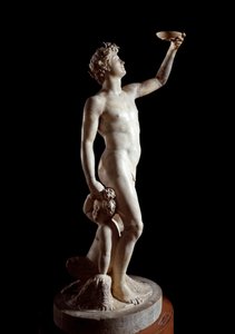 バッカス（Bacchus）。ヤコポ・サンソヴィーノ（ヤコポ・タッティ）（1486-1570）の彫刻。マーブル。1510 全高：146cmパラッツォ・バルジェッロ・フィレンツェ 作： Jacopo Sansovino