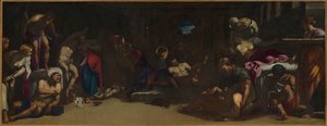 ラザレットでヴェネツィアのペスト犠牲者に出席する聖ロック。 作： Jacopo, Tintoretto
