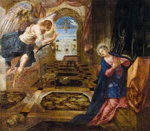 受胎告知。 作： Jacopo Tintoretto