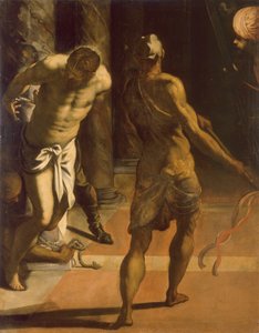 キリストの鞭打ち、1570年代。 作： Jacopo Tintoretto