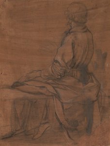 後ろから見た着席男性 作： Jacopo da Empoli