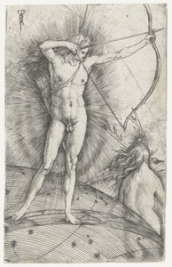 天球儀に弓矢を持つアポロと鹿を持つダイアナ 作： Jacopo de