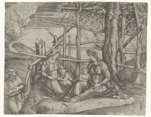 エリザベートと洗礼者ヨハネのいる聖家族 作： Jacopo de