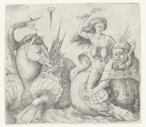 海馬の横にあるトリトンの背中の老婆 トリトンの背中の怒り 作： Jacopo de