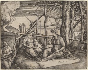 聖エリザベスと幼児洗礼者聖ヨハネとの聖家族、c。 14991501。 作： Jacopo de Barbari