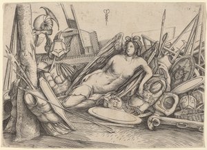 トロフィーの中で横たわる勝利、c。 15001503。 作： Jacopo de Barbari