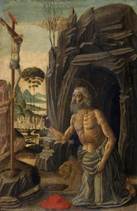 悔い改めとしての聖ジェローム、1590年頃（クルミのテンペラ） 作： Jacopo del Sellaio