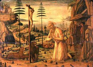 祈りを捧げる聖ジェローム 作： Jacopo del Sellaio