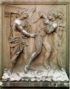 Adam and Eve Hunts of Earthly Paradise Low Embossed Marble by Jacopo Della Quercia (1374/8-1438) 1430-1435 Dim.86x68 cm ボローニャ サン・ペトロニオ教会 作： Jacopo della Quercia