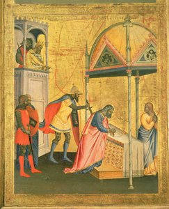 聖マタイの祭壇画と彼の生涯からの場面からの聖マタイの殉教、c.1367-70（パネル上のテンペラ）