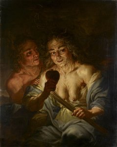 心を抱く老婦人：羨望、1642年頃（銅に油彩）