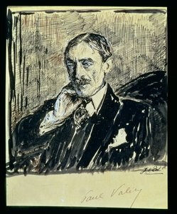 フランスの作家ポール・アンブロワーズ・ヴァレリー（1871-1945）の肖像（紙にインク） 作： Jacques Emile Blanche