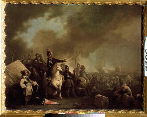 「包囲中の軍事キャンプ」（包囲中の軍事キャンプ）ジャック・クルトワ・ディット・ル・ブルギニョン（1621-1676）による絵画17世紀国立野外博物館ツァールスコエ・セロー、サンクトペテルブルク 作： Jacques Courtois