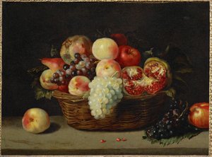 Panier de grenade, peches et raisins - ザクロ、桃、ブドウのバスケット ... 作： ジャック (帰属) リナード