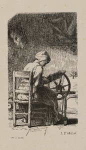 紡ぐ女 作： Jacques Adrien Lavieille