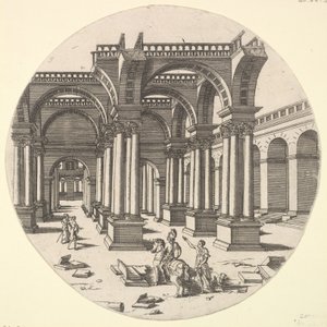 透視図、イシス神殿、1551 年。 作： Jacques Androuet Du Cerceau
