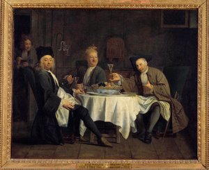 ワイン愛好家はかつて、詩人アレクシス ピロン (1689-1773) が、友人のジャン ジョセフ ヴァード (1720-1757) とシャルル コール (1709-1783) と一緒にテーブルに座っていると言いました。 0,54x0,66メートル
