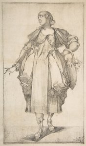 Hortulanaeシリーズ、1612-16の腕にバスケットを持った庭師。 作： Jacques Bellange