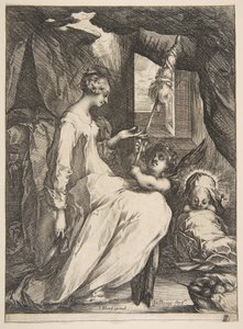 天使のあるヴァージンとチャイルド、1612-16。 作： Jacques Bellange