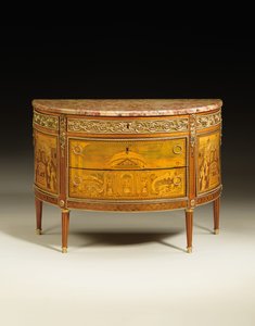 ルイ16世の箪笥、c.1770-75（オルモルに取り付けられたチューリップウッド、フルーツウッド、シカモア、アマランサス、マザーオブパール）（714754-55も参照） 作： Jacques Birckle