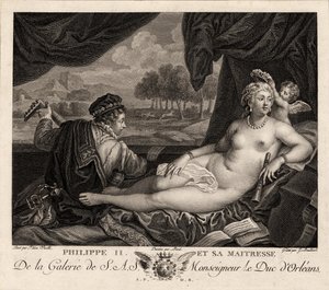 フィリップ2世とティツィアーノの後のミストレス、c。 1780 作： Jacques Bouillard