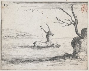 水の中の雄鹿 - いいえ。 シリーズから12 作： Jacques Callot